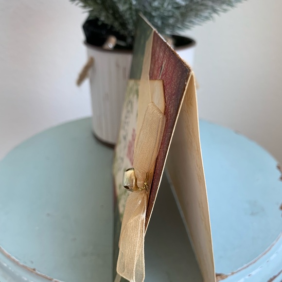 HAND CRAFTED Christmas Greeting Card 3D Vintage Santa Holiday Art Collectible - Picture 3 of 16